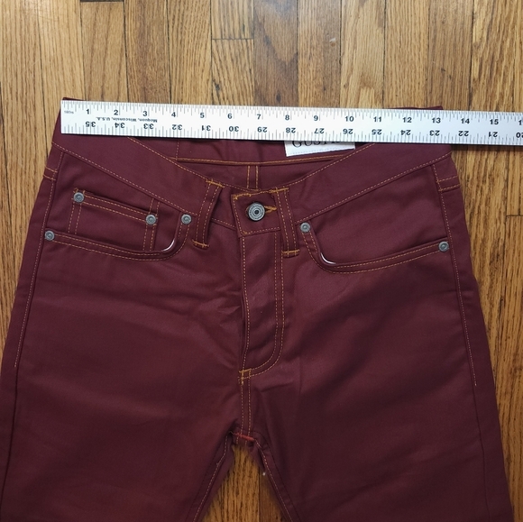 Gustin 594 Selvedge Twill Oxblood Denim Button Fly Skinny Jeans Size  27 × 34 - Picture 3 of 10
